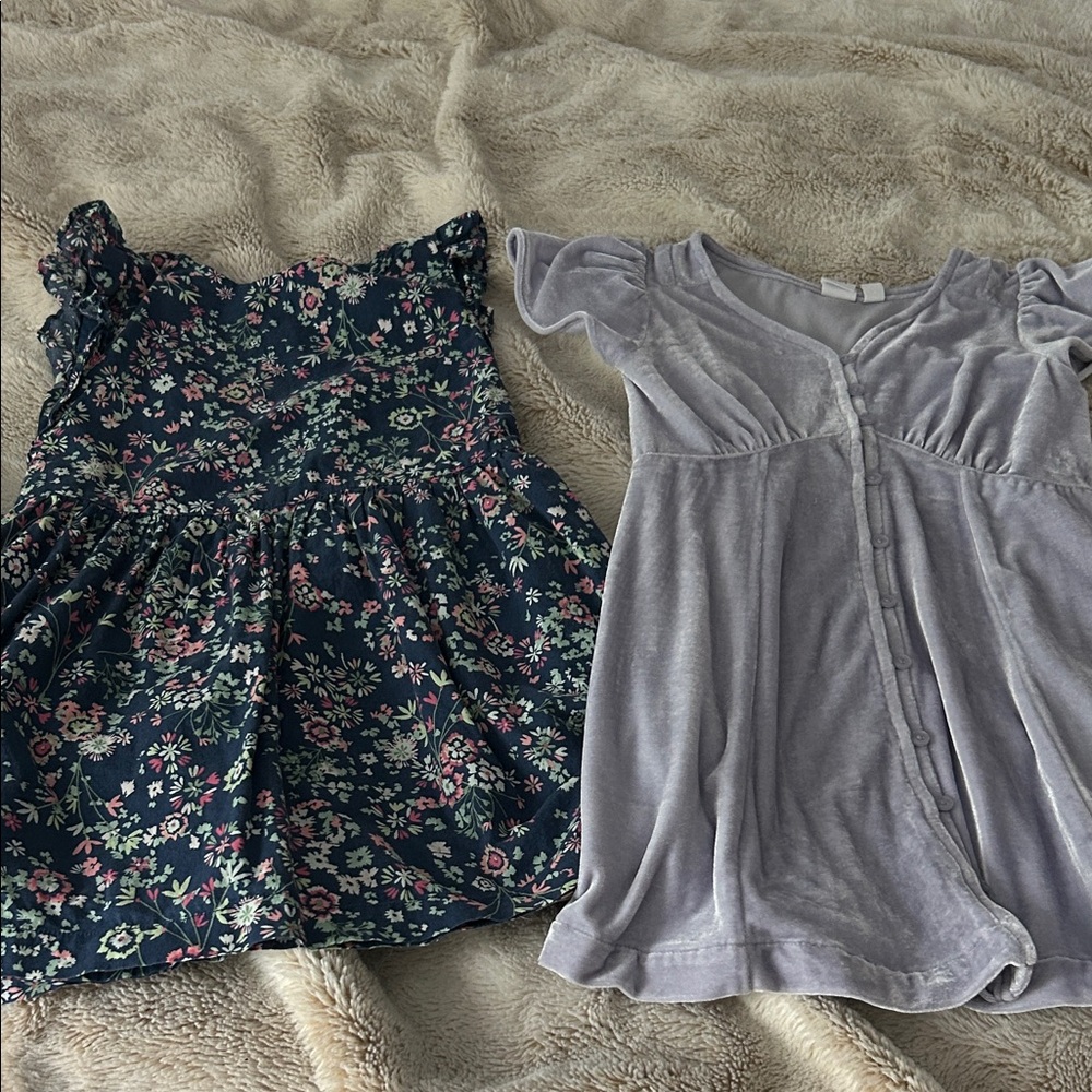 GAP Navy Floral and Light Gray Kids Dress Set